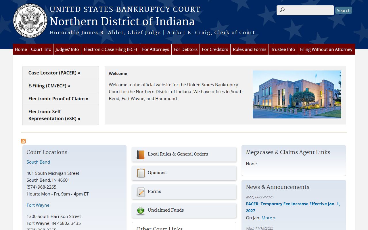 Carroll County Clerk's Office records page showing bankruptcy court is separate from local clerk records