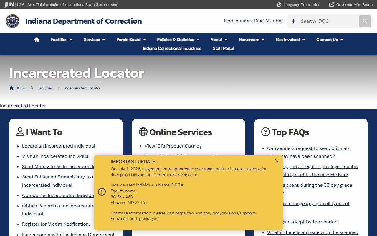Carroll County arrest records IDOC offender locator information