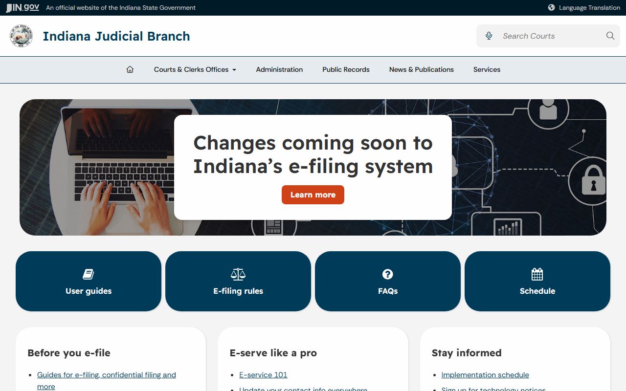 Carroll County court dockets Indiana e-filing information