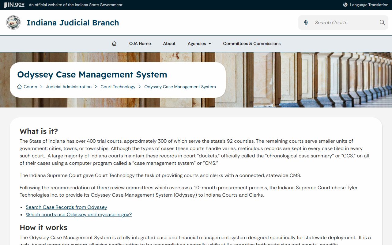 Carroll County court records Odyssey case management system