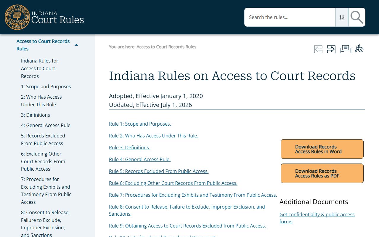 Carroll County court records Indiana access rules