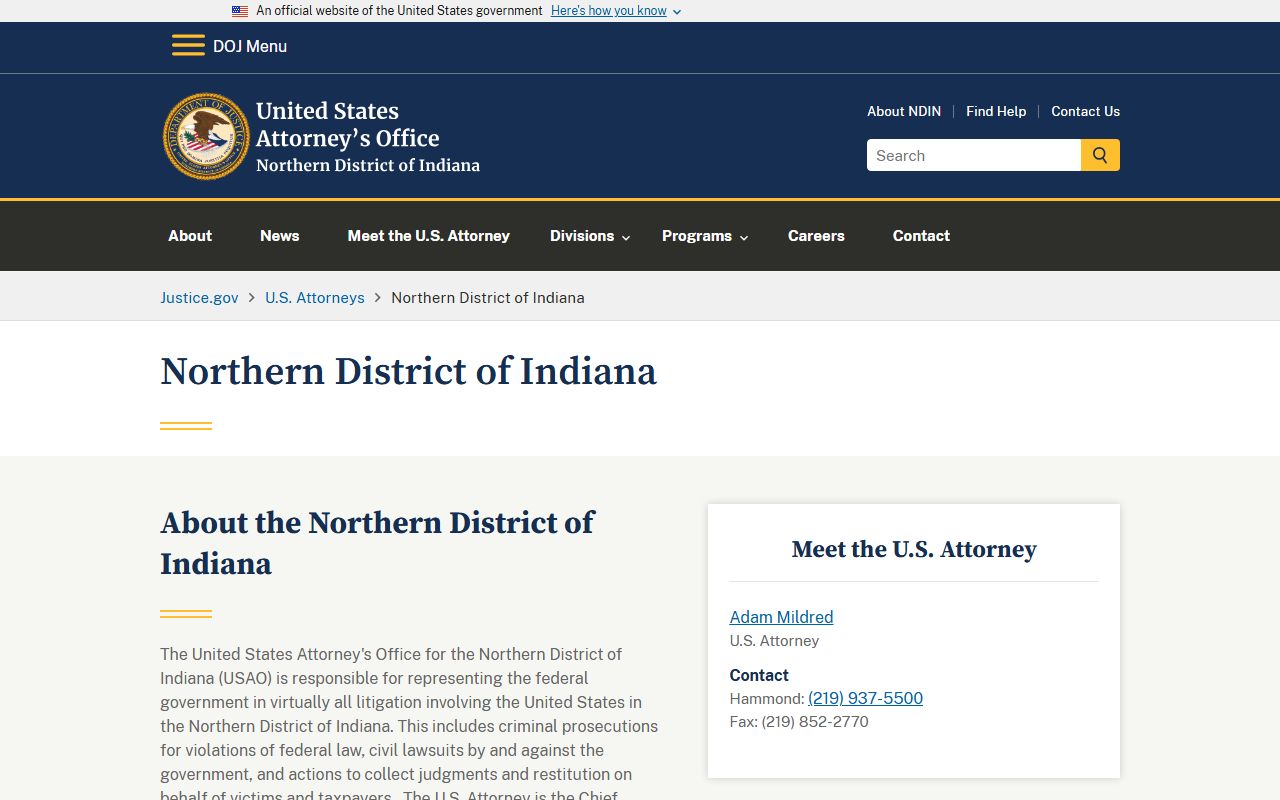 Carroll County Circuit and Superior Court records page showing federal prosecutor distinction