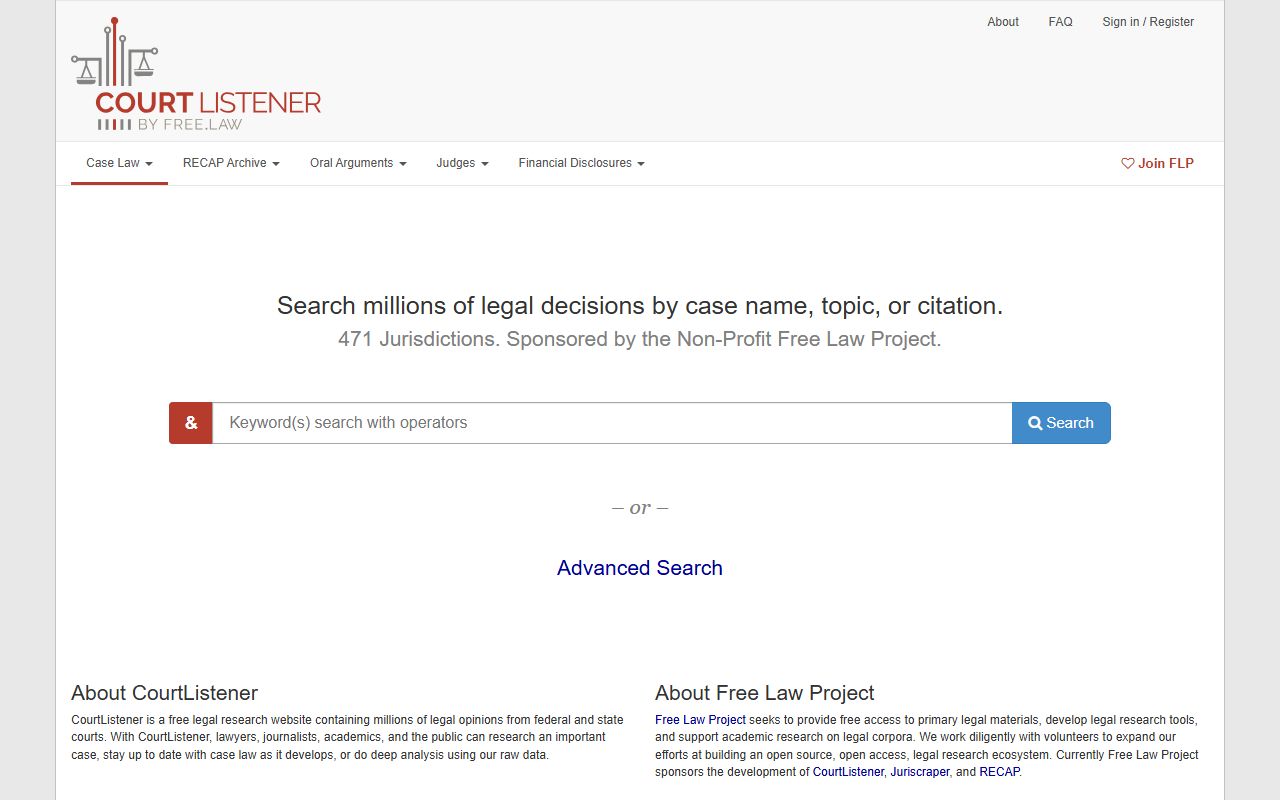 Carroll County Circuit and Superior Court records page showing CourtListener legal research supplement