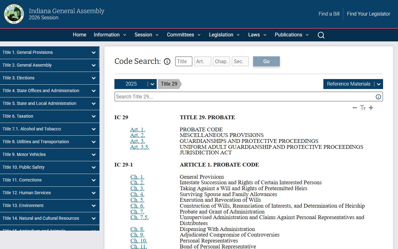 Carroll County probate records Indiana probate law source