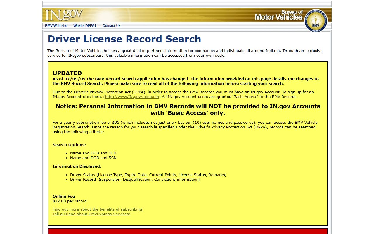 Carroll County traffic court records and BMV subscriber license record search